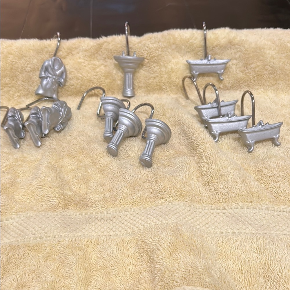 Silver Bathroom Shower Curtain Hooks